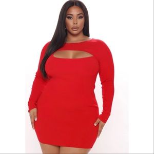 Cold Hearted Ribbed Mini Dress - Red